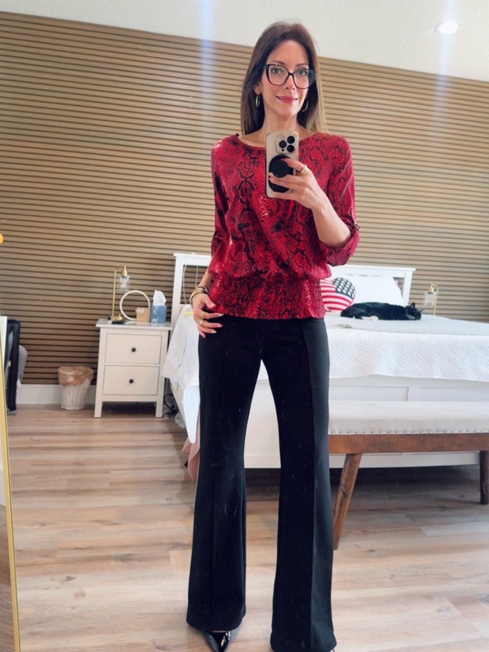 Antilia Femme Red Snake-Print Blouse